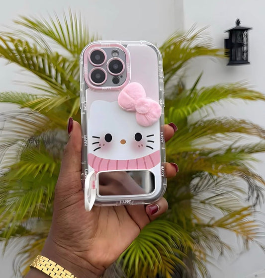 Hello Kitty Fluffy Bow Stand & Mirror Case