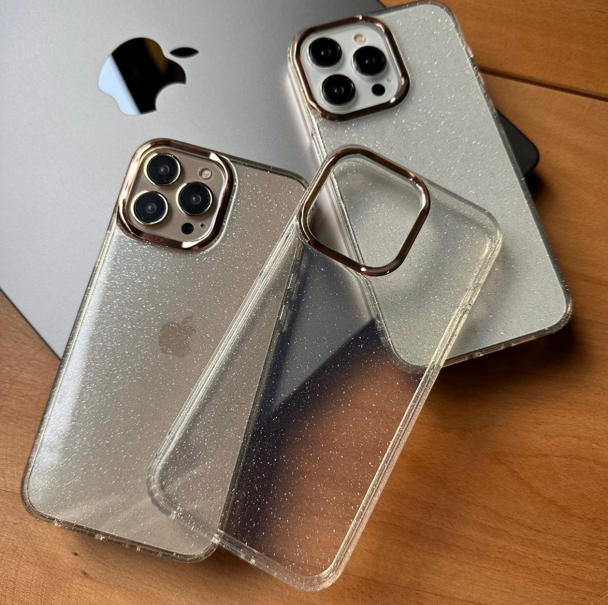 Premium Clear Glitter Jelly Case & Bow Glitter Case