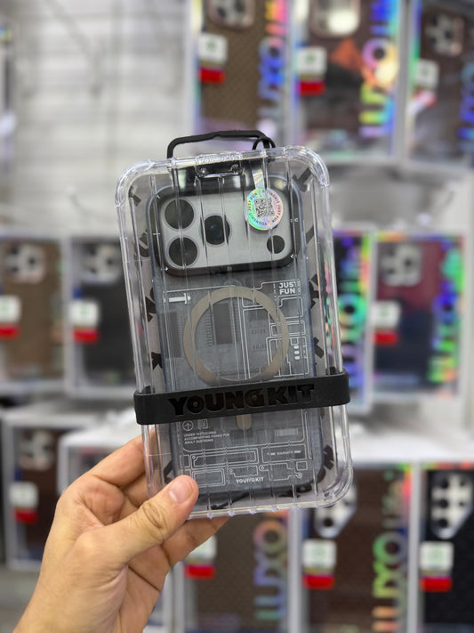 Original Young kit futuristic circuit technology series case for Apple iPhone 17 series grey