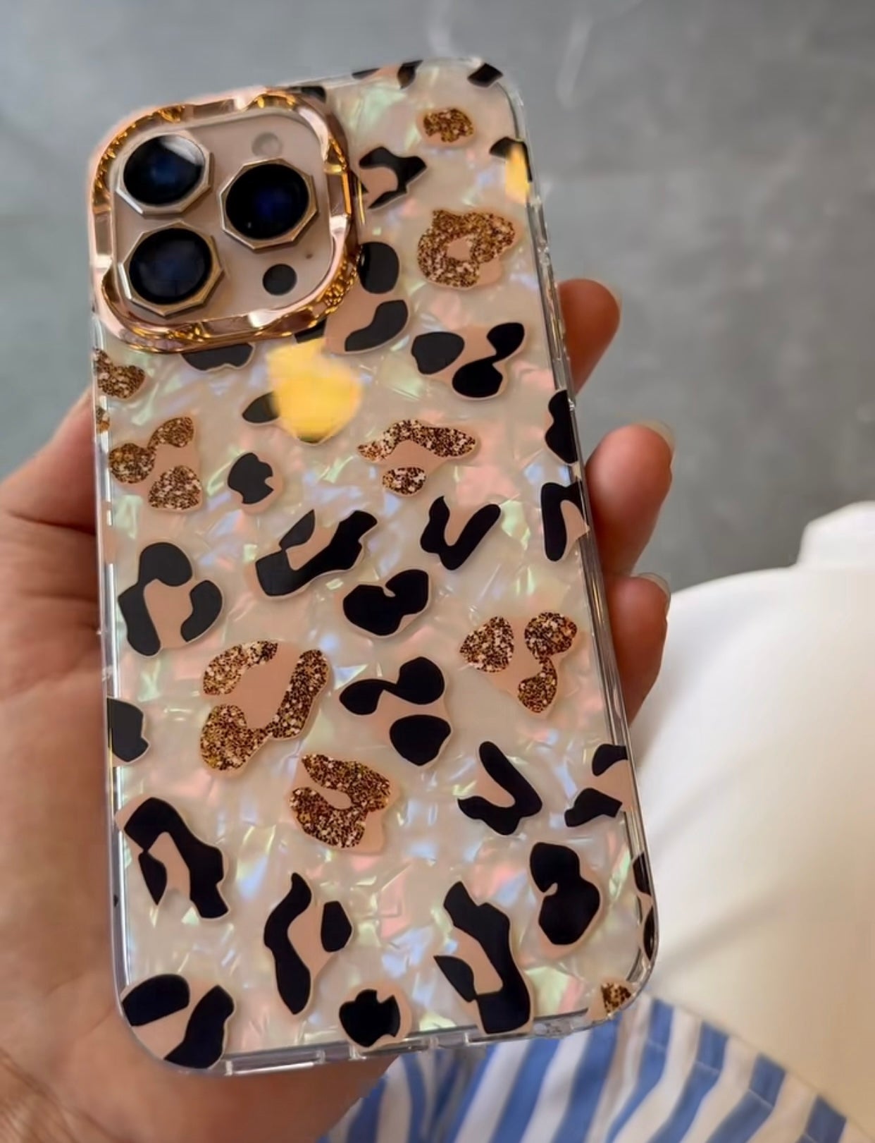 Gradient Cheetah Gold & Pink Love Iridescent Case