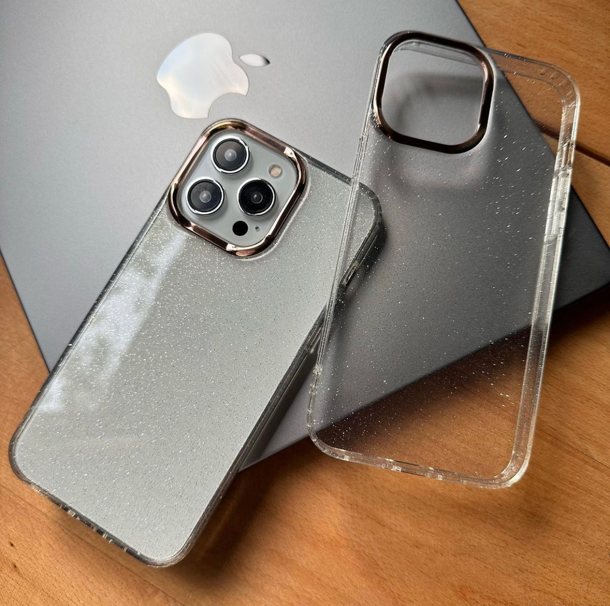 Premium Clear Glitter Jelly Case & Bow Glitter Case