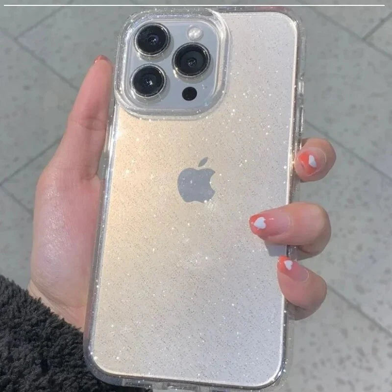 Premium Clear Glitter Jelly Case & Bow Glitter Case