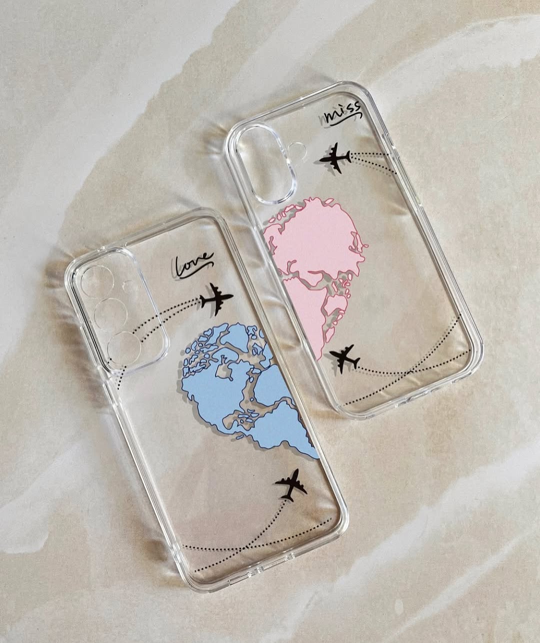 Heart World Couple Case printed Semi-Transparent premium quality case (for all models)