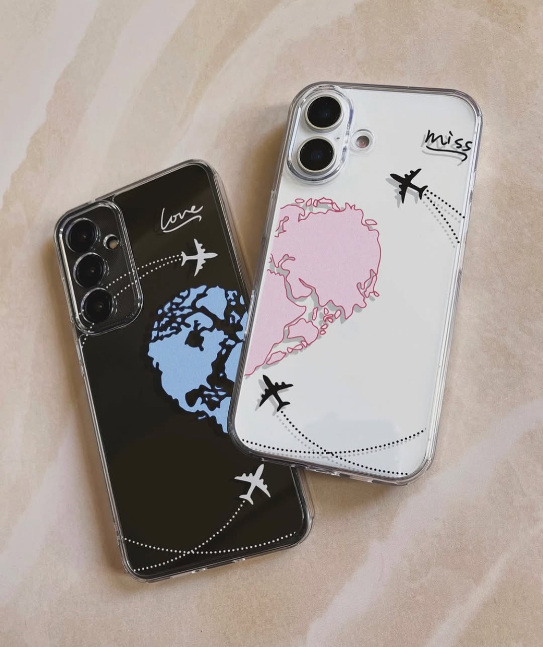 Heart World Couple Case printed Semi-Transparent premium quality case (for all models)