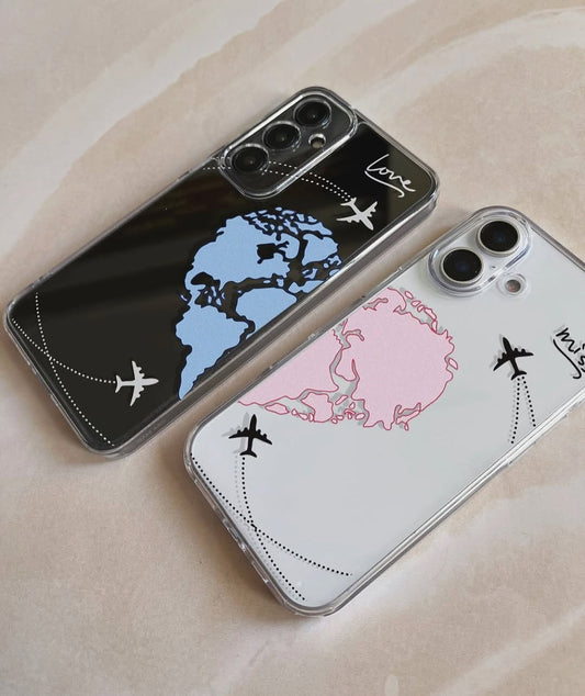 Heart World Couple Case printed Semi-Transparent premium quality case (for all models)