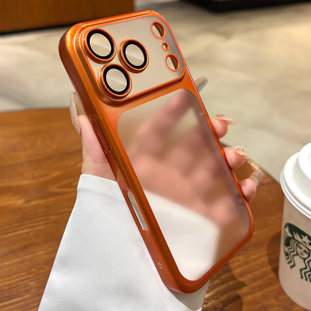 Luxury Frosted Translucent PC Case for Iphone 17 series (Cosmic Orange)
