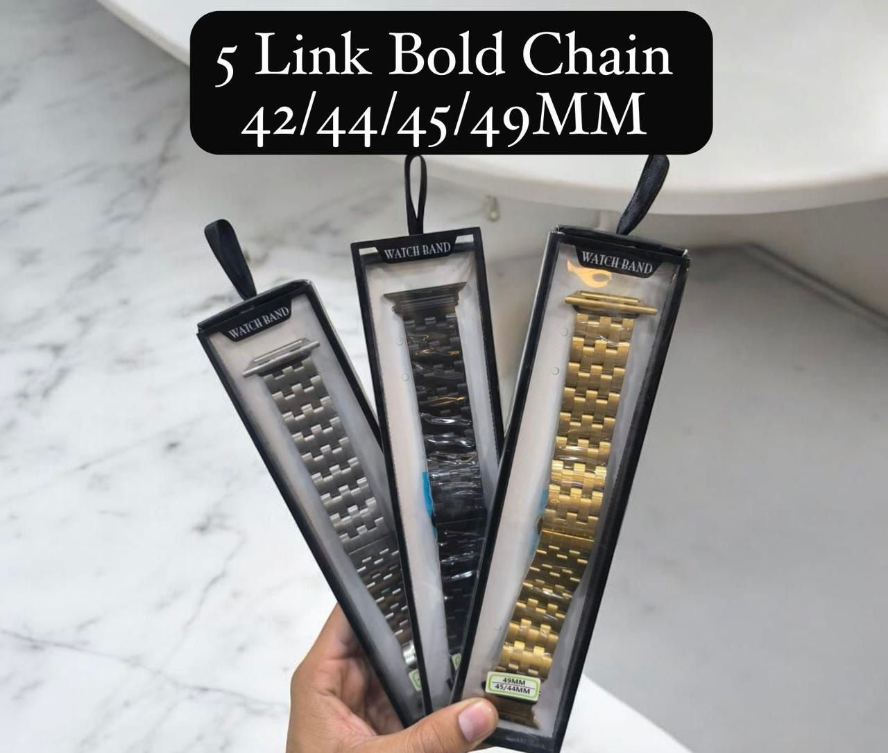 5 Link Metal Stainless Steel Chain Strap Rolex