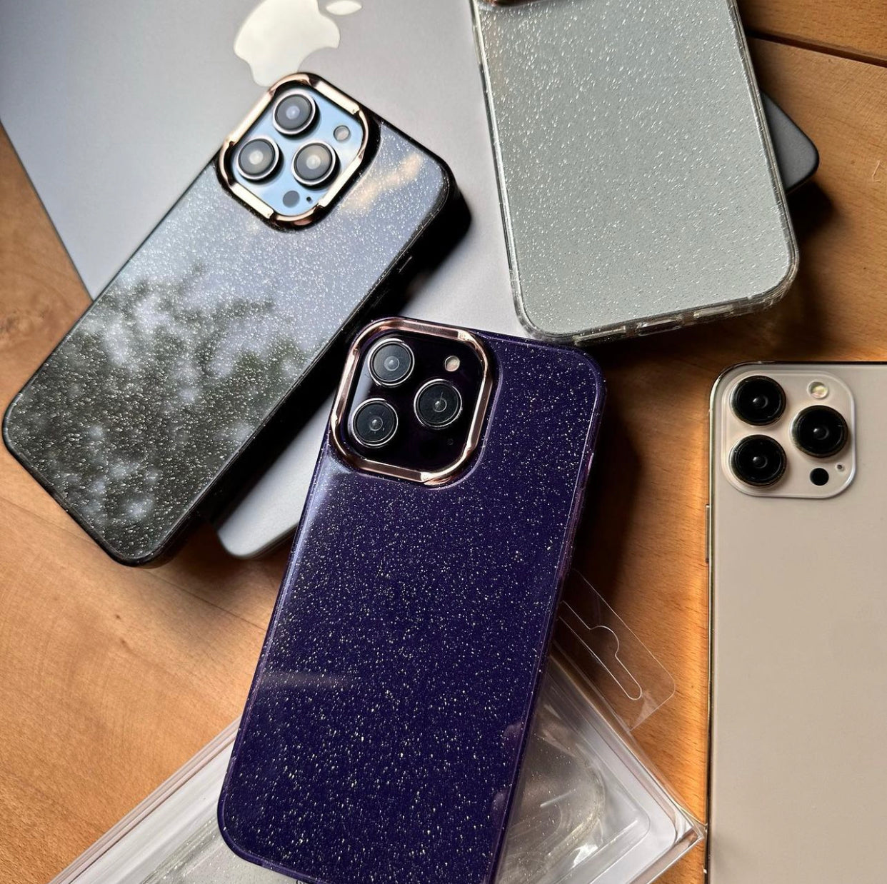 Premium Clear Glitter Jelly Case & Bow Glitter Case