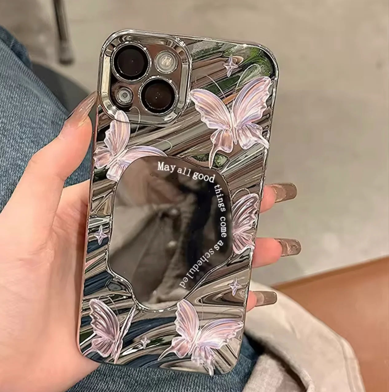 Butterfly Mirror Aesthetic Case 🤍