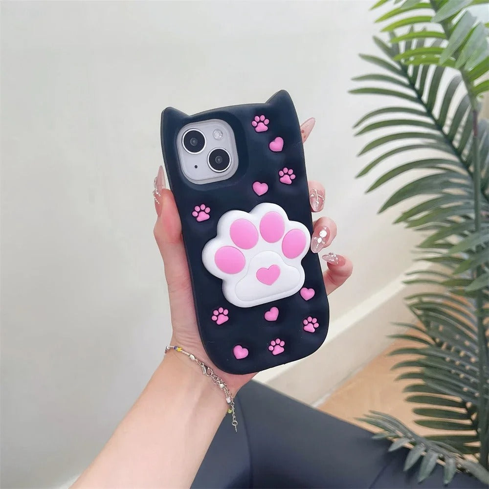 New 3D Cartoon Design Pop-Holder Case For iPhone