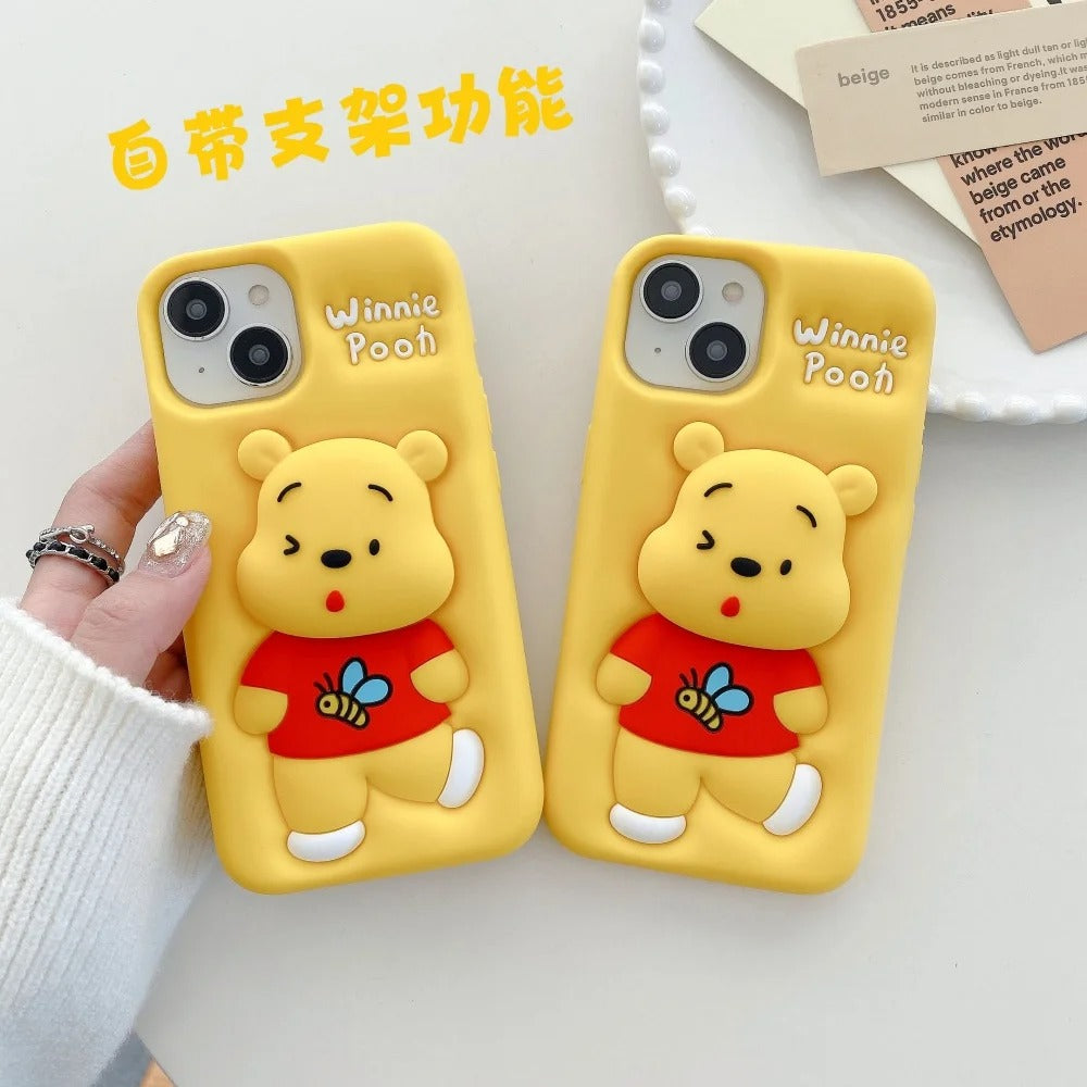 New 3D Cartoon Design Pop-Holder Case For iPhone
