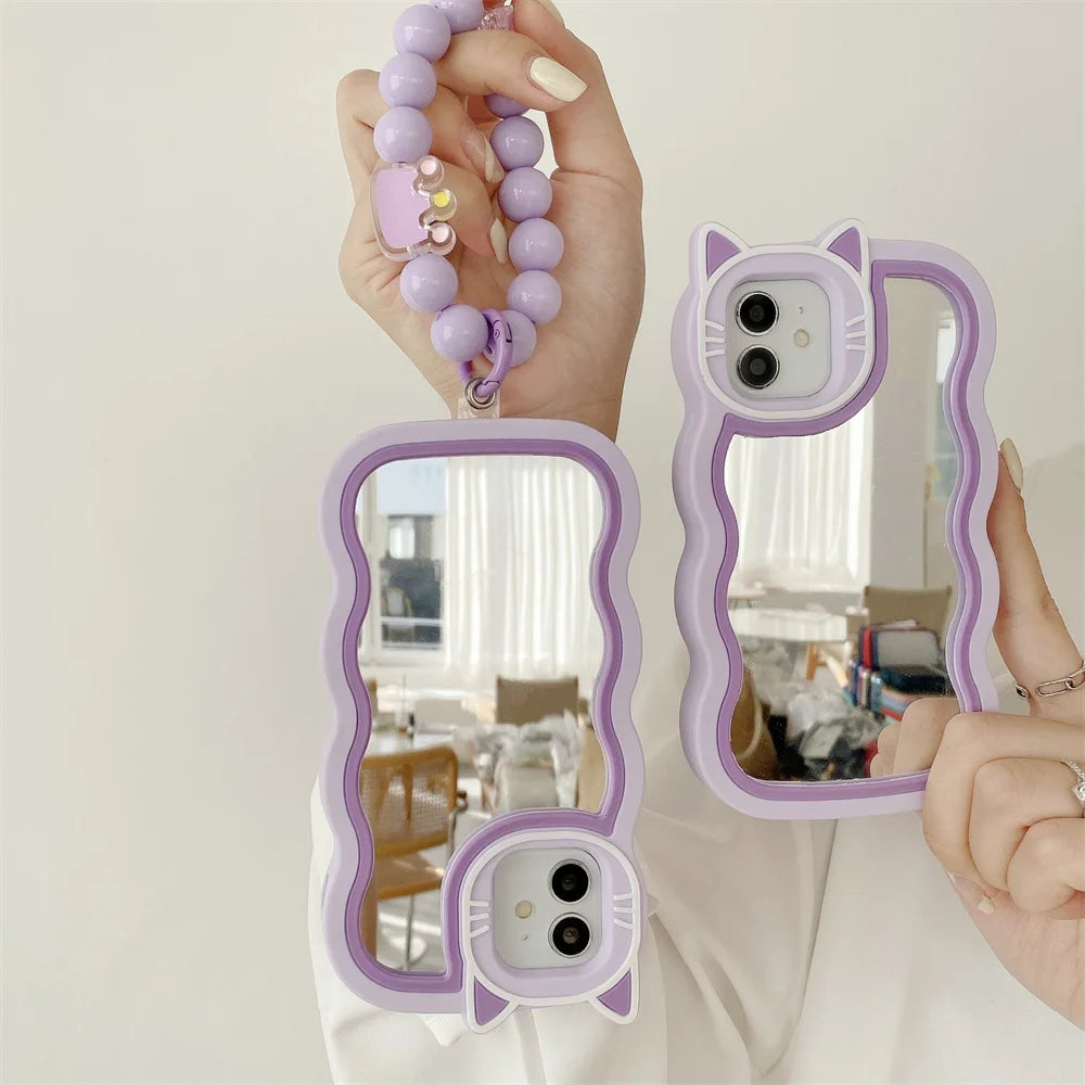 Purple Kitty Mirror Case for iPhone