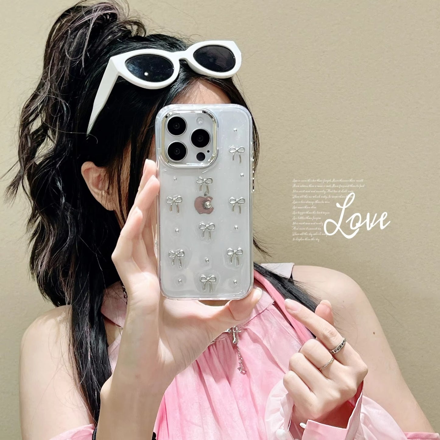 Premium Clear Glitter Jelly Case & Bow Glitter Case