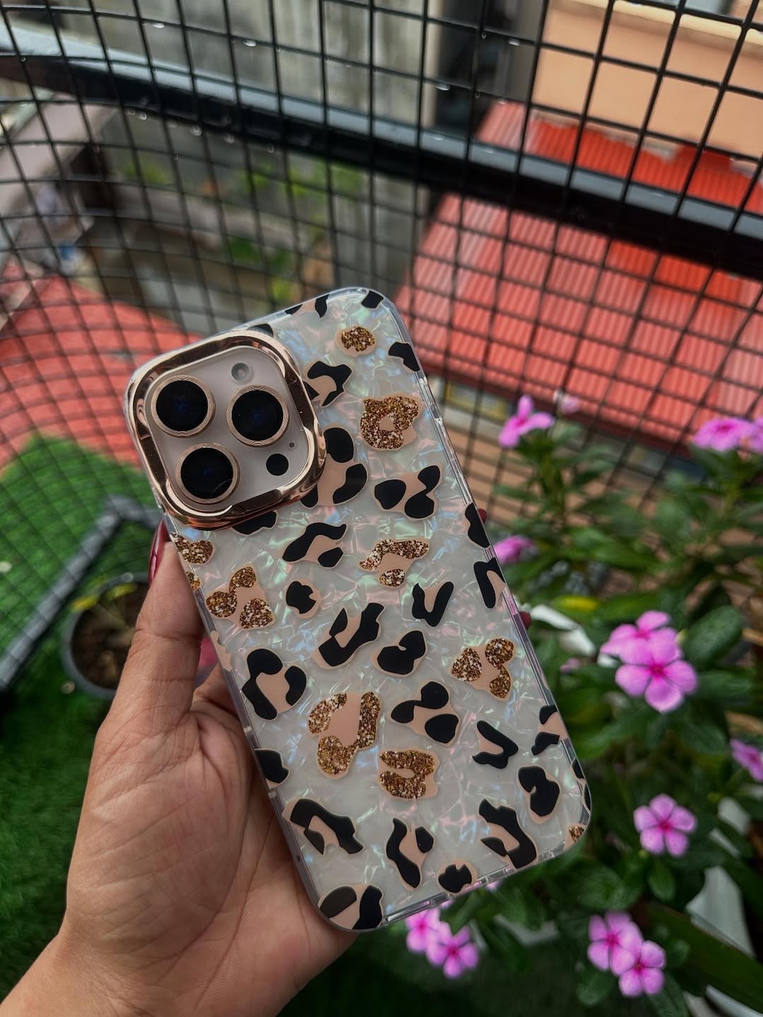 Gradient Cheetah Gold & Pink Love Iridescent Case