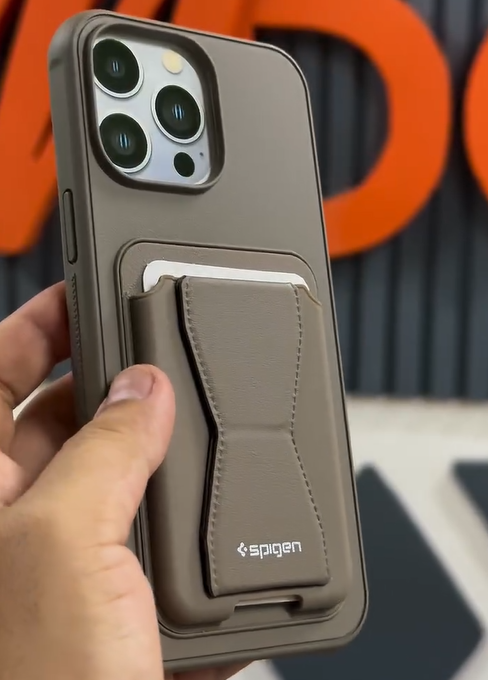 SPIGEN LEATHER WALLET CASE WITH GRIP STAND