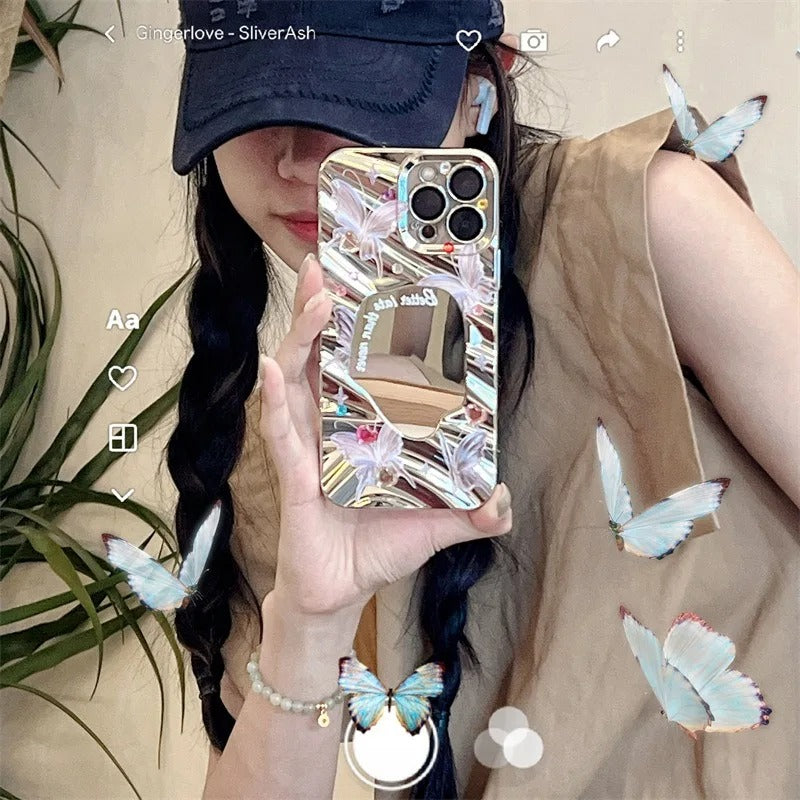 Butterfly Mirror Aesthetic Case 🤍