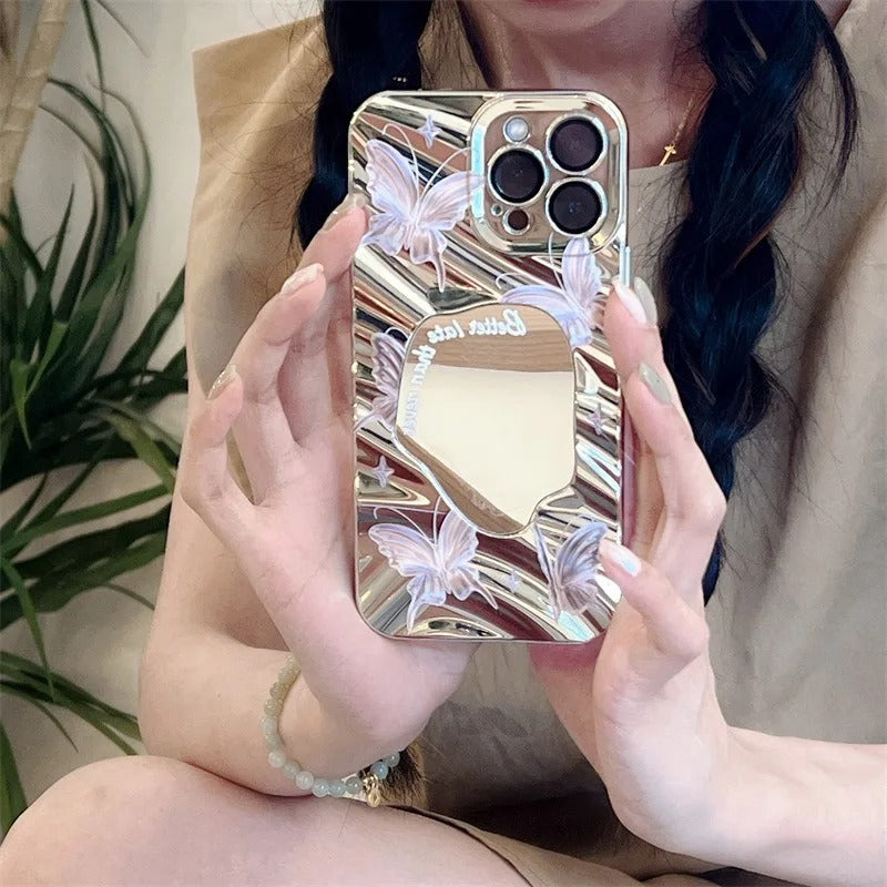 Butterfly Mirror Aesthetic Case 🤍