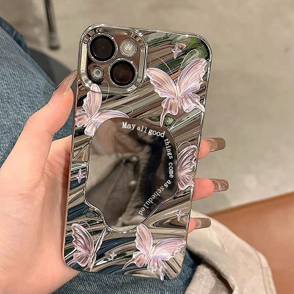 Butterfly Mirror Aesthetic Case 🤍