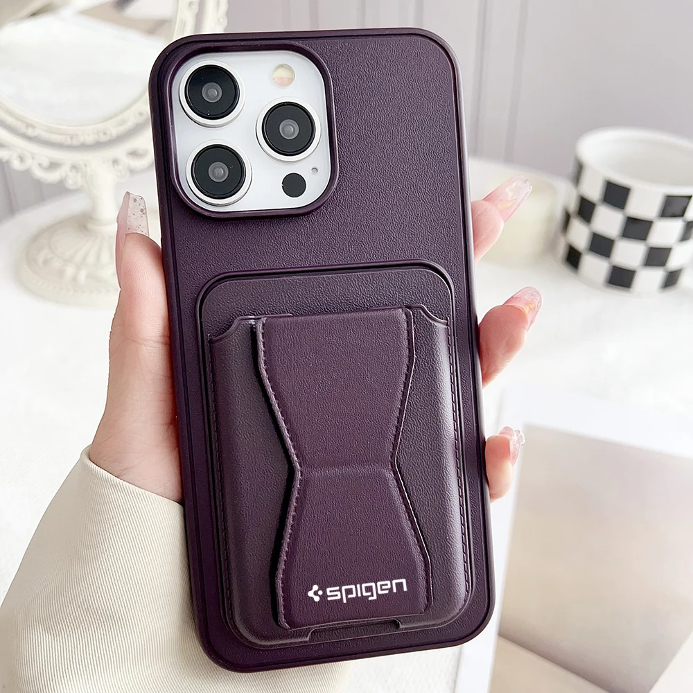 SPIGEN LEATHER WALLET CASE WITH GRIP STAND