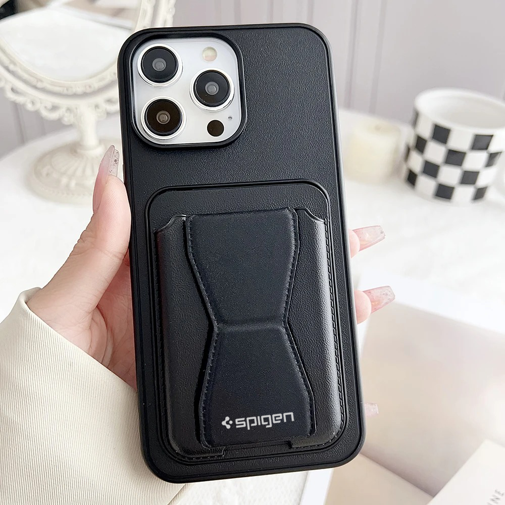 SPIGEN LEATHER WALLET CASE WITH GRIP STAND
