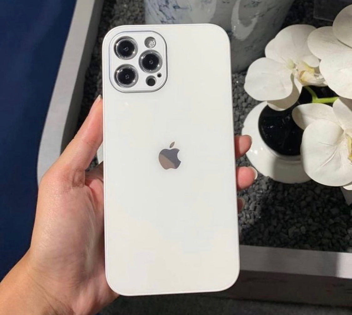 White Glass Case with apple logo