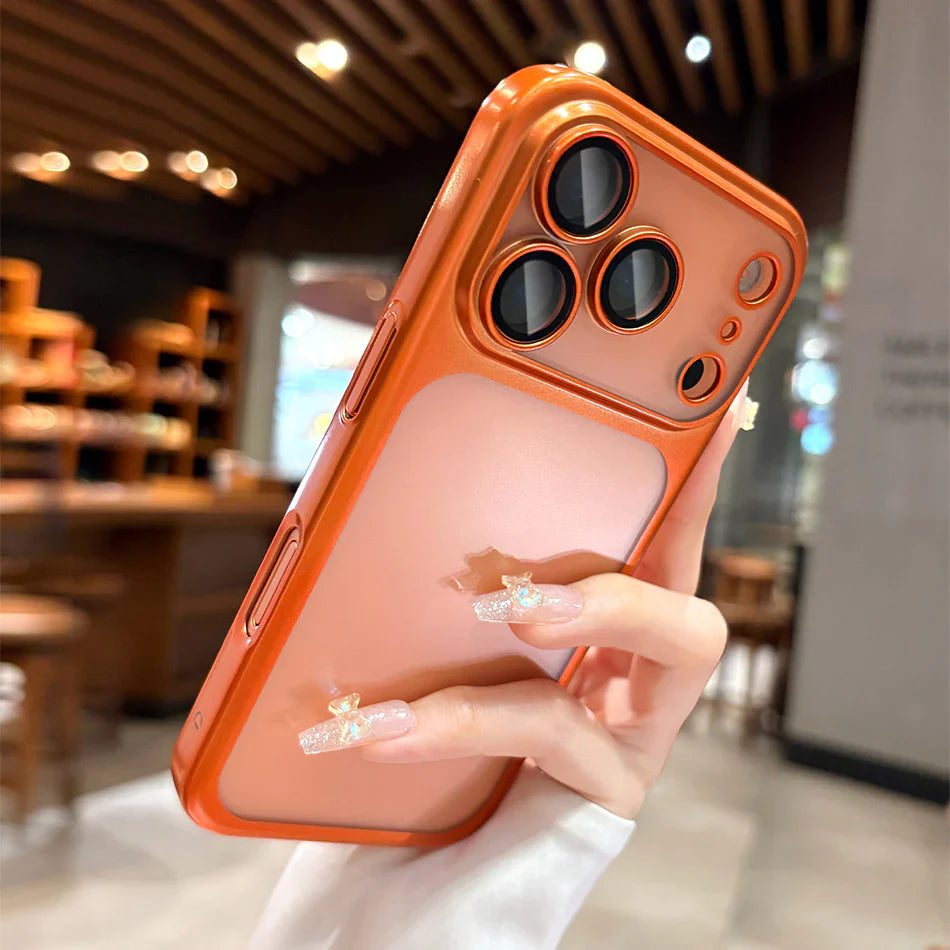 Luxury Frosted Translucent PC Case for Iphone 17 series (Cosmic Orange)