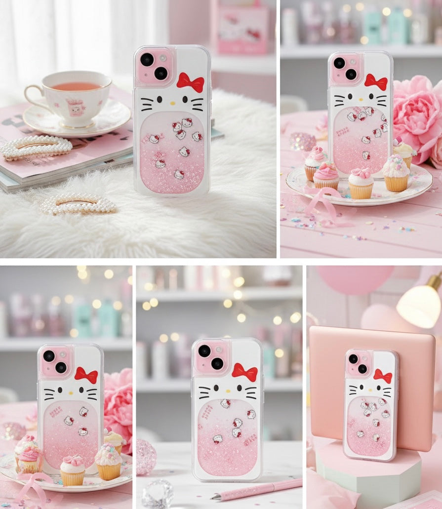 Hello Kitty Glitter waterfall Case Transparent Case