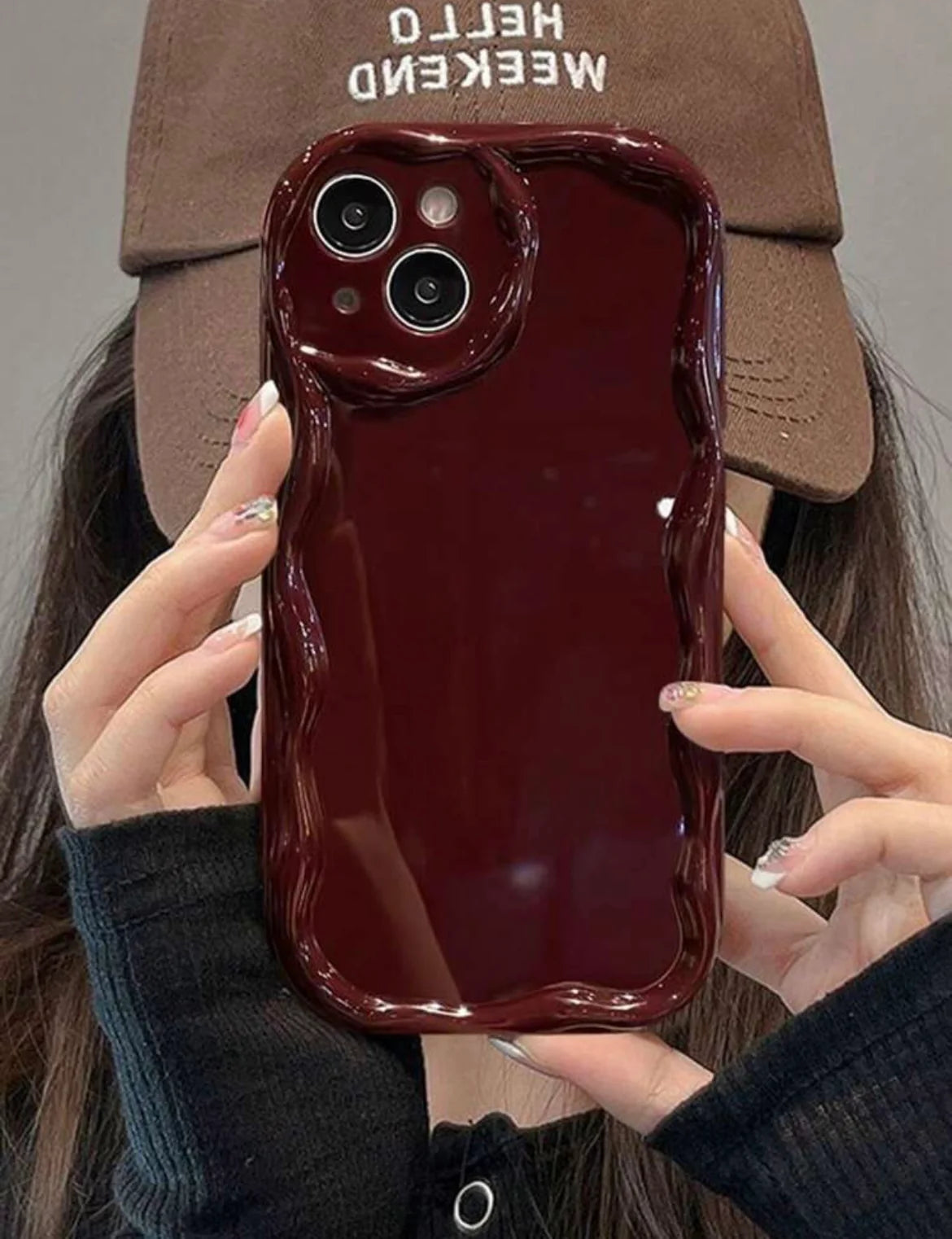 New Burgundy cherry Wavy Case ( Flat 50% OFF)