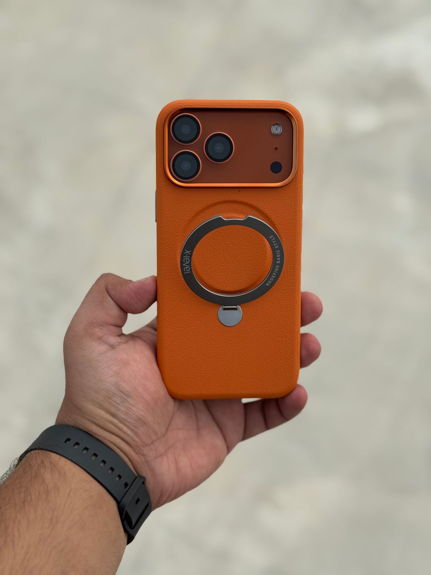 Original X-level Cosmic Orange leather MagSafe stand case for iPhone 17 pro max