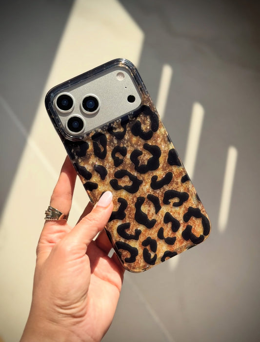 Golden Glitter Cheetah Case