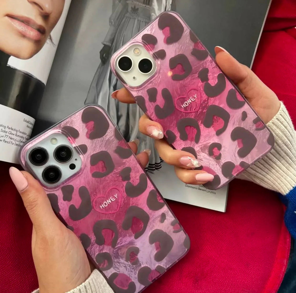 Gradient Pink Love Cheetah Iridescent Case