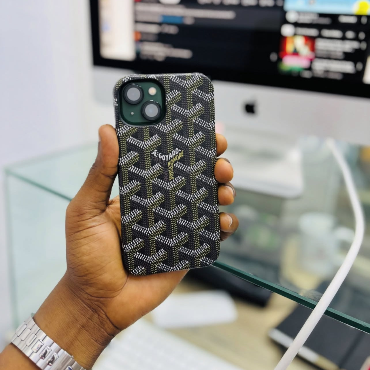 Goyard Leather-Feel Fabric Case
