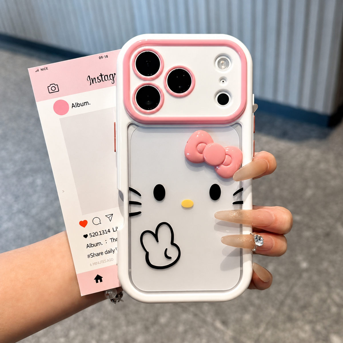Cute Hello Kitty 3D Pink Bow Lens Protection case