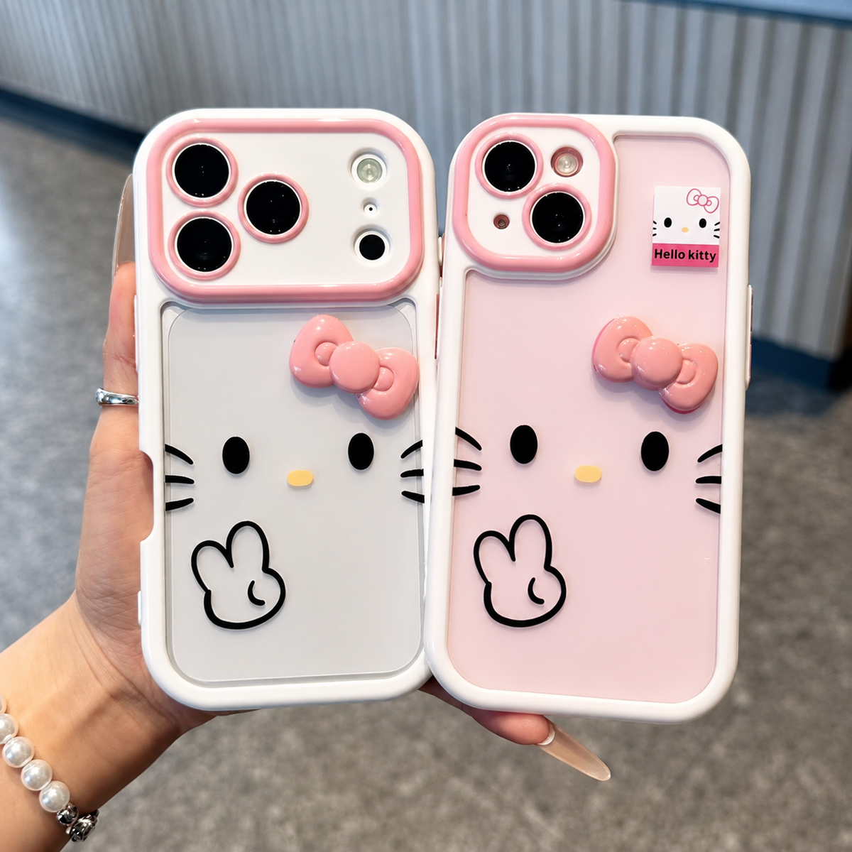 Cute Hello Kitty 3D Pink Bow Lens Protection case