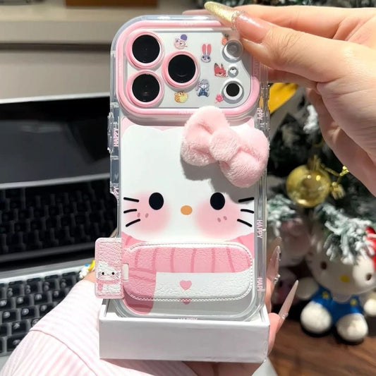 Hello Kitty Fluffy Bow Stand & Mirror Case