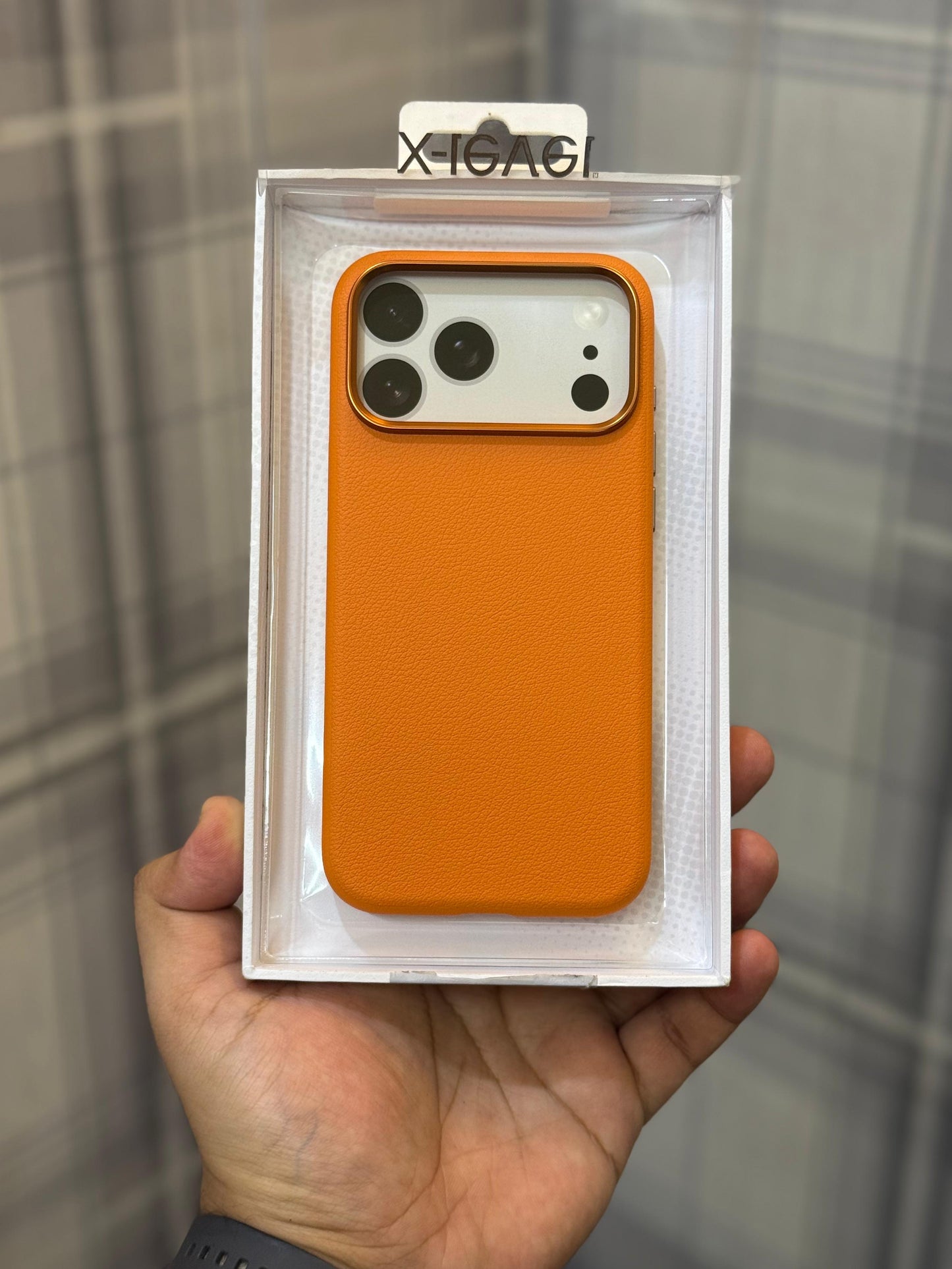 Original X-level better enjoyment leather magsafe cosmic orange case for iPhone 17 pro max