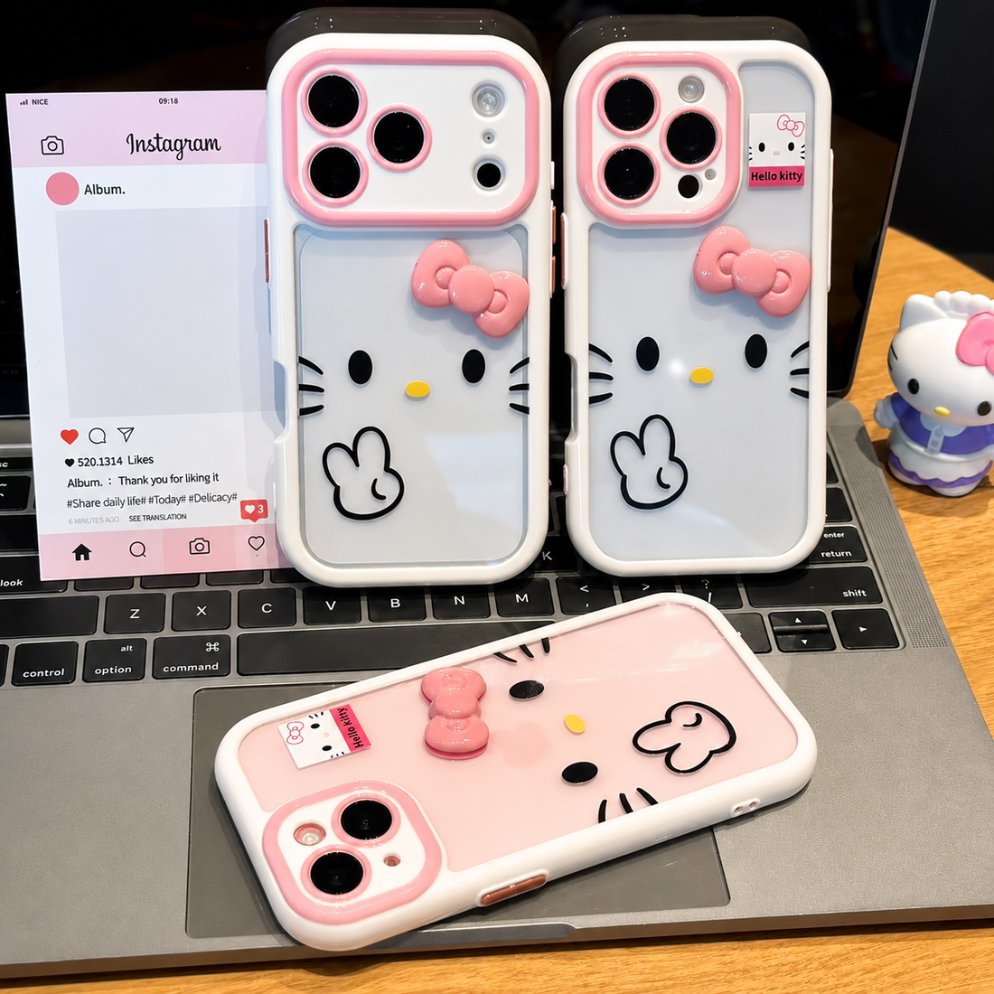 Cute Hello Kitty 3D Pink Bow Lens Protection case