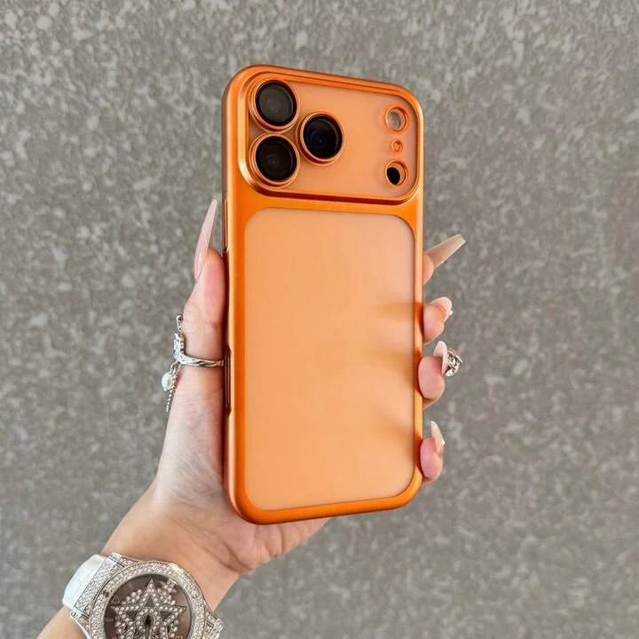 Luxury Frosted Translucent PC Case for Iphone 17 series (Cosmic Orange)