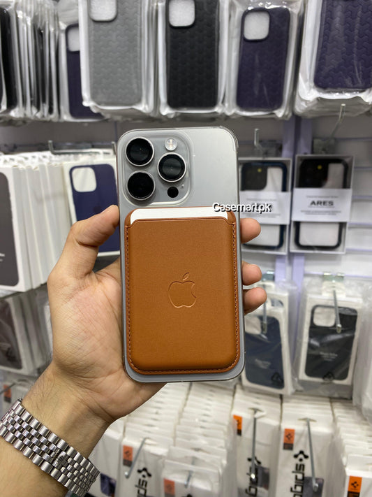 apple magsafe wallet with pop up notification apple 1:1 brown in genuine leather