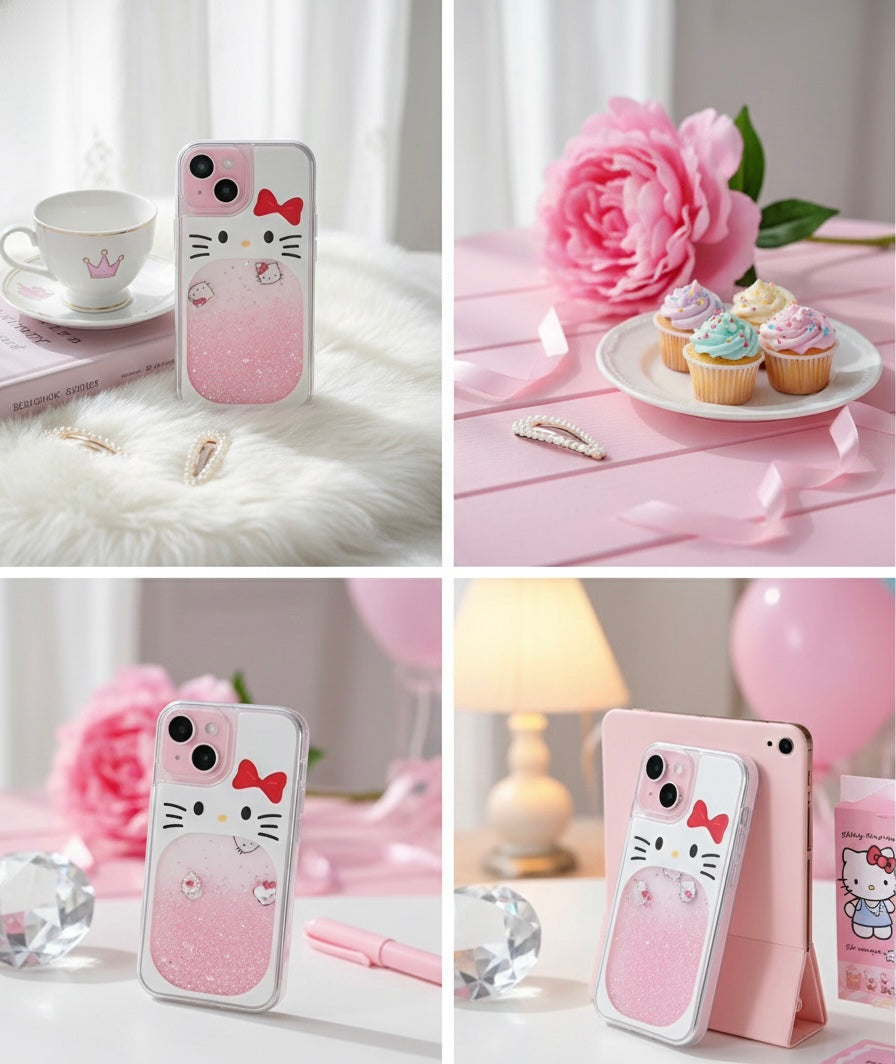 Hello Kitty Glitter waterfall Case Transparent Case