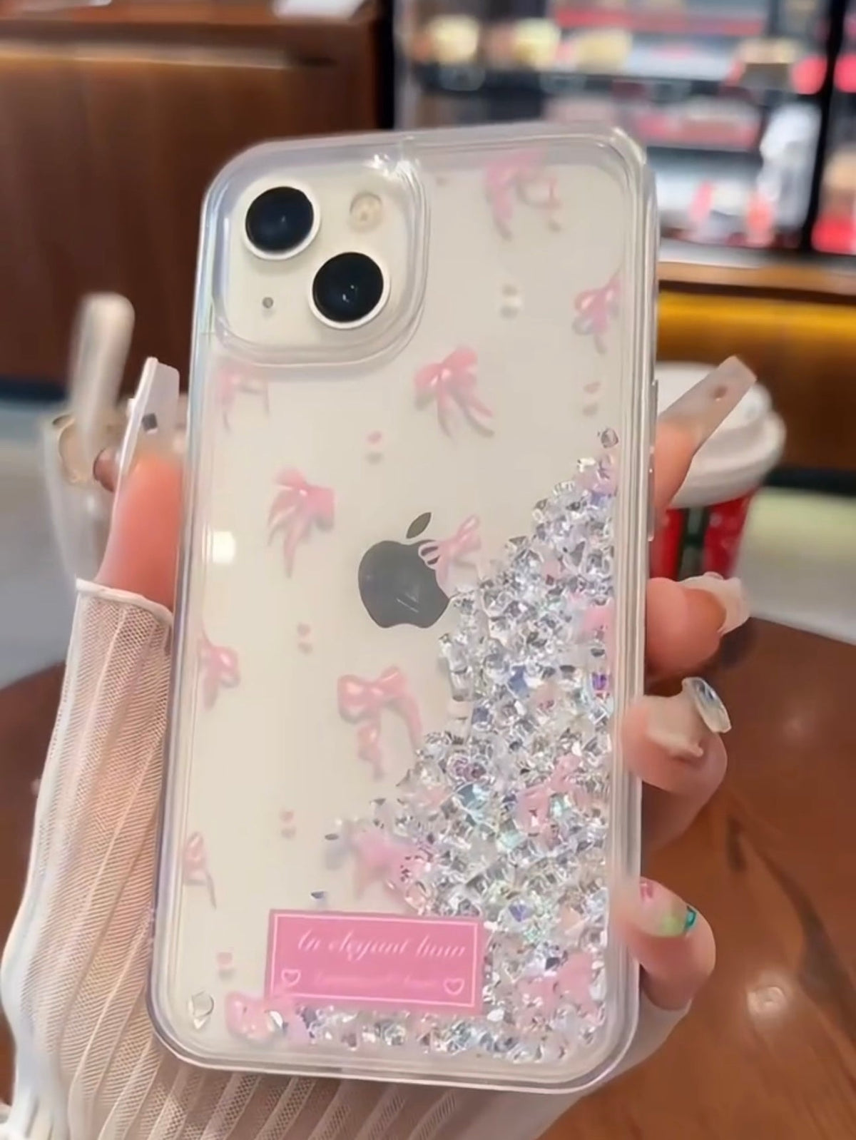 Premium Bow Liquid Glitter Case