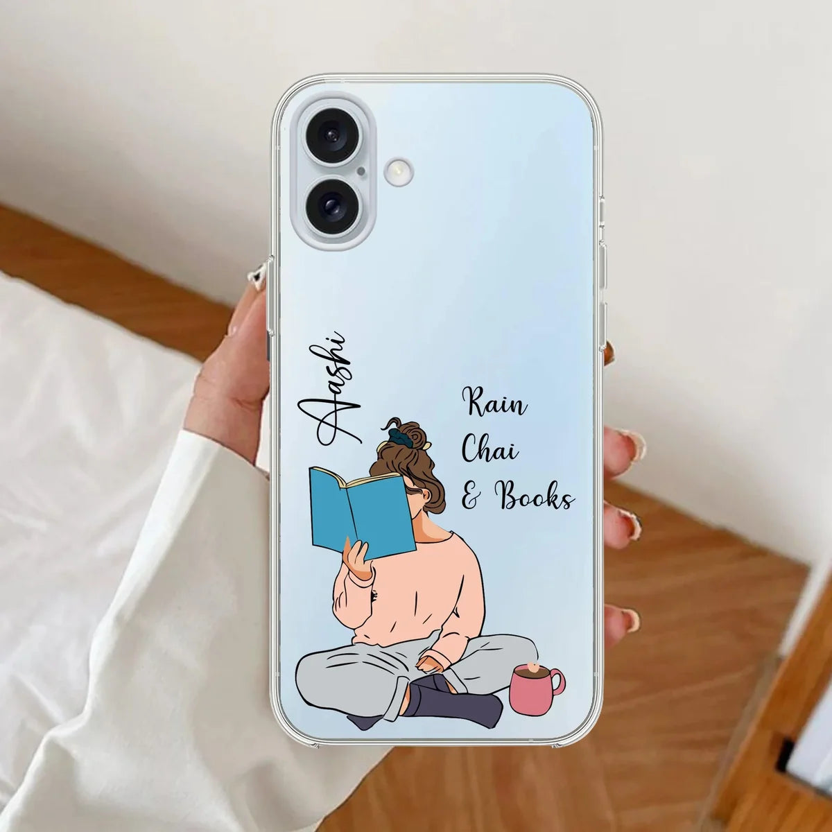 Rain, Chai & Books Customise Clear Case