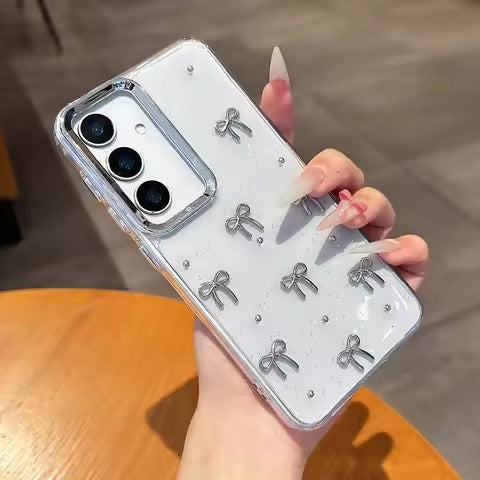 Premium Clear Glitter Jelly Case & Bow Glitter Case