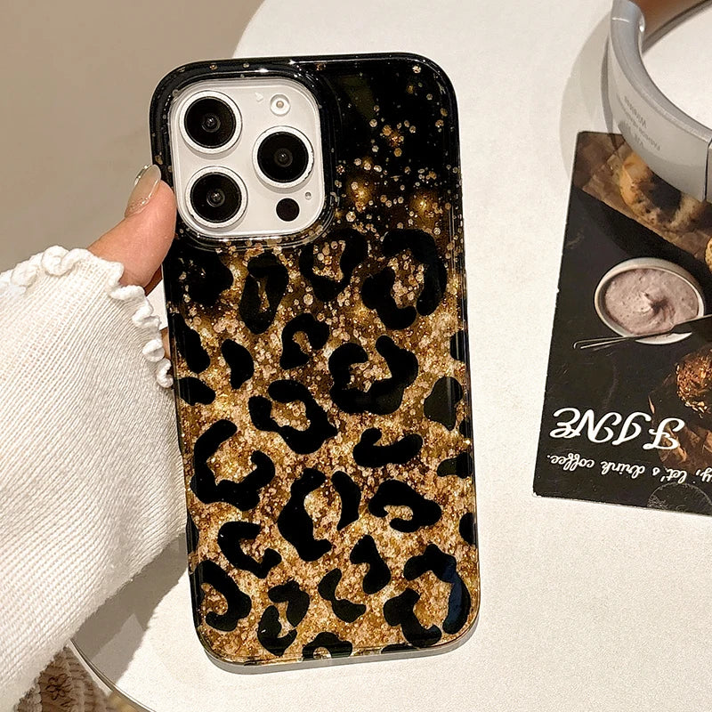 Golden Glitter Cheetah Case