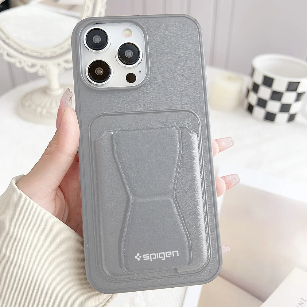 SPIGEN LEATHER WALLET CASE WITH GRIP STAND