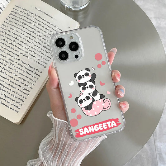 Panda Heart Customise Clear Case