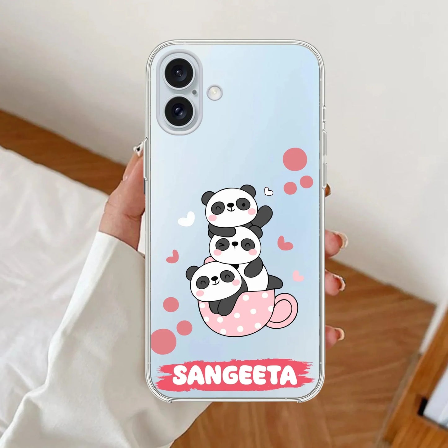 Panda Heart Customise Clear Case