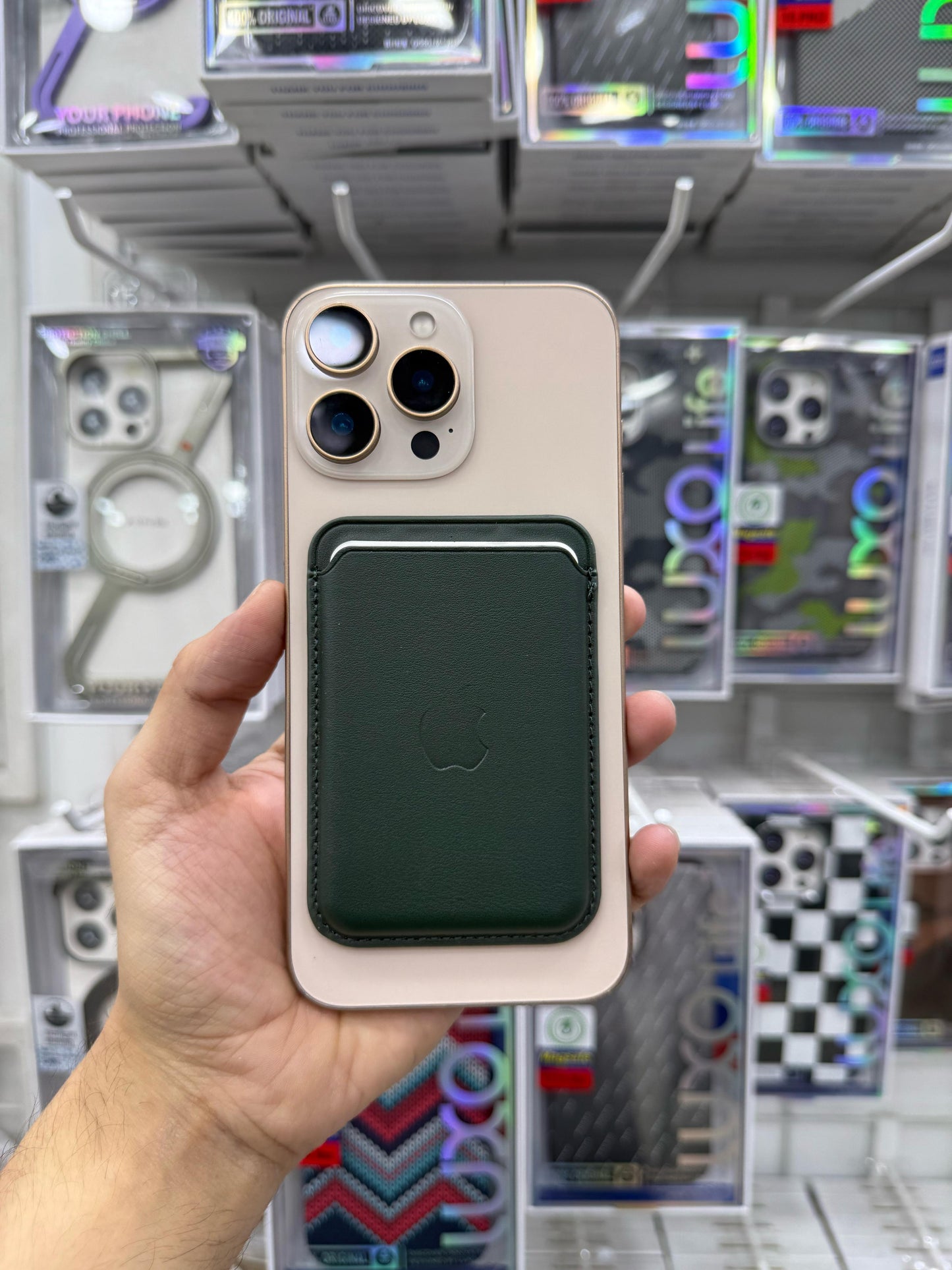 apple magsafe wallet with pop up notification apple 1:1 green in genuine leather