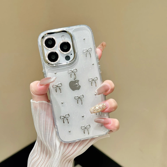 Premium Clear Glitter Jelly Case & Bow Glitter Case