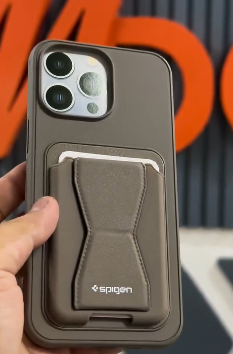 SPIGEN LEATHER WALLET CASE WITH GRIP STAND